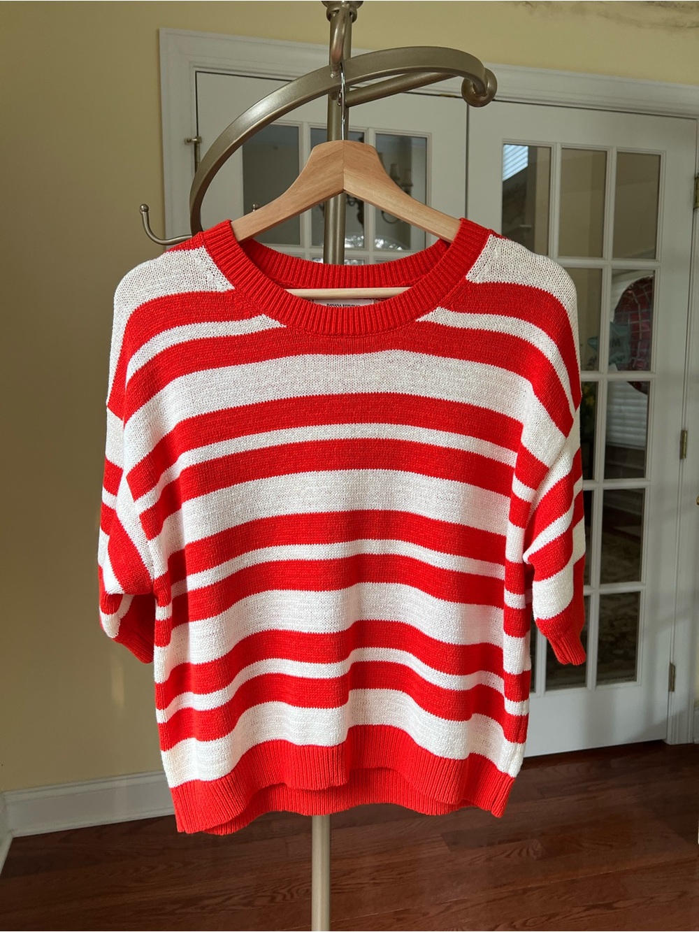 Banana Republic Factory Textured Pullover Sweater Orange Stripe - Medium